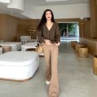 High-waist Plain Knit Boot-cut Pants