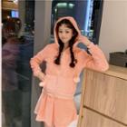 Set: Hooded Zip Jacket + A-line Mini Skirt Pink - One Size