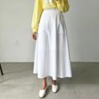 Dual-pocket Long Flare Skirt