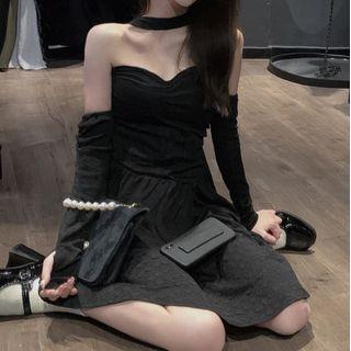 Set: Strapless A-line Dress + Arm Sleeve