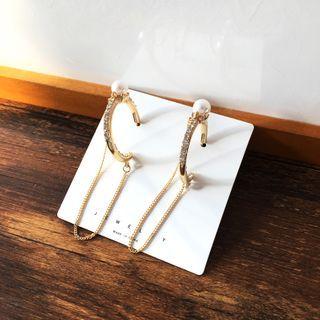 Chain Semi Circle Long Earring S925 Silver - 1 Pair - Earrings - One Size