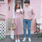 Couple Matching Plaid Shirt / Strappy Midi A-line Dress