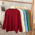 Round-neck Long-sleeve Linen Twist Knit Sweater