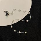 Faux Pearl Headpiece 1 Pc - Silver & Off-white - One Size