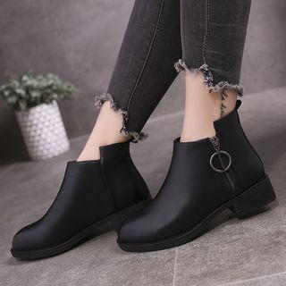 Low-heel Zip Ankle Boots