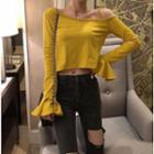 Cropped Long-sleeve T-shirt Yellow - One Size