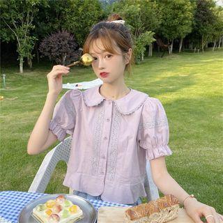 Peter Pan Collar Lace Short-sleeve Top