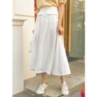 Flap-detail Pleated Long Skirt