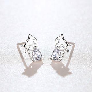 Rhinestone Fox Stud Earring Fox - One Size