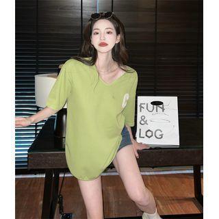Printed Letter Split Oversize Top