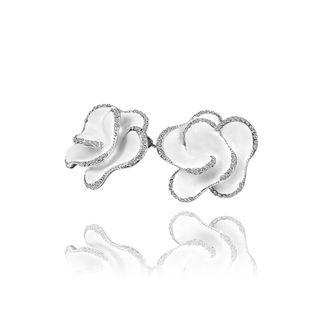 Fashion And Elegant White Flower Stud Earrings With Cubic Zircon Silver - One Size