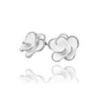 Fashion And Elegant White Flower Stud Earrings With Cubic Zircon Silver - One Size