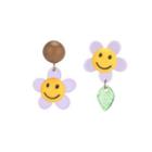 Non-matching Acrylic Smiley Flower Dangle Earring