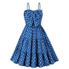 Spaghetti Strap Bow Polka Dot A-line Dress