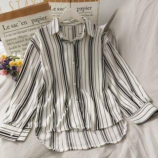 Dip-back Striped Loose Shirt