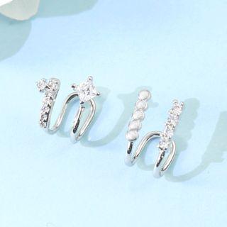 Rhinestone Ear Cuff 1 Pair - Clip On Earring - One Size