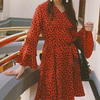 Dotted Bell Sleeve Blouse