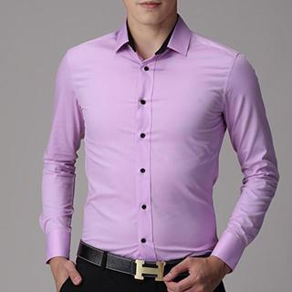 Plain Long Sleeves Dress Shirt