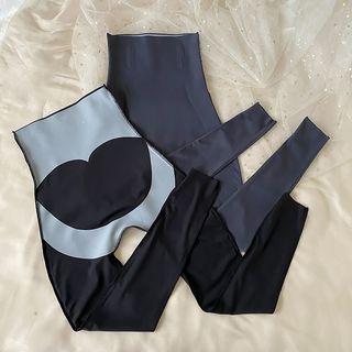 High-waist Plain Tummy-control Sports Leggings