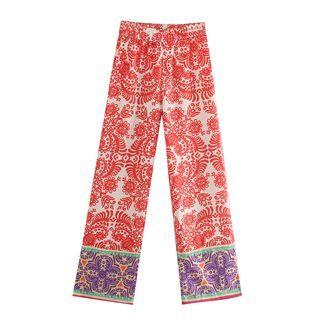 Color Block Print Straight Leg Pants