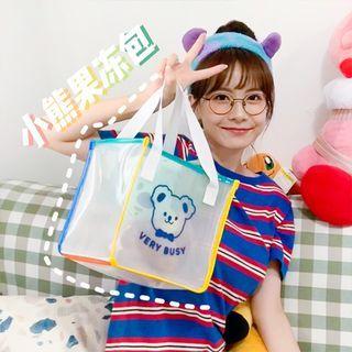 Bear Print Translucent Tote Bag Transparent - One Size