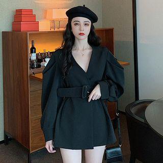 Puff-sleeve Buckled Blazer