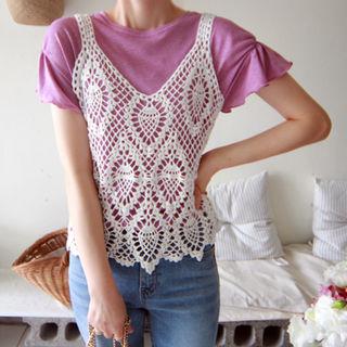 Sleeveless Crochet Open-knit Top