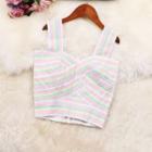 Striped Cropped Camisole Top Pink & Blue & Yellow - One Size