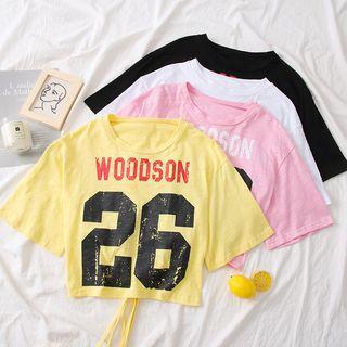 Open Tie-back Printed T-shirt