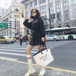 Long-sleeve Lettering Mini Pullover Dress