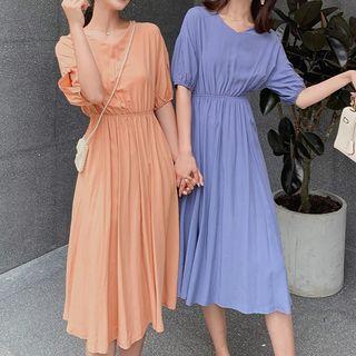Plain Lace-up Open-back Dress