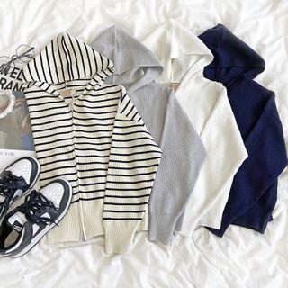 Long-sleeve Knit Hooded Zip Jacket