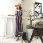 Off-shoulder Striped Chiffon Jumpsuit
