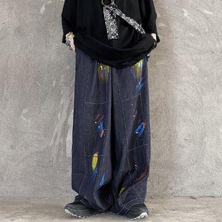 Color Splash Wide Leg Jeans