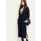 V-neck Slit-side Knit Dress