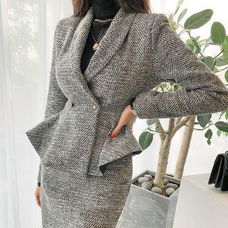 Herringbone Set : Peplum Jacket + Pencil Skirt