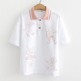 Joker Print Short-sleeve Polo Shirt White - One Size