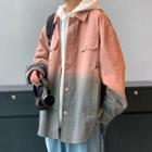 Long-sleeve Two-tone Gradient Letter Print Jacket