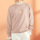 Mock Two-piece Floral Embroidery Sweatshirt Gray & Red - One Size