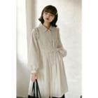 Belted Frill Trim Long Button Coat