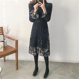 Mock Two-piece Dress With Cord