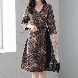 Printed 3/4-sleeve A-line Dress (various Designs)