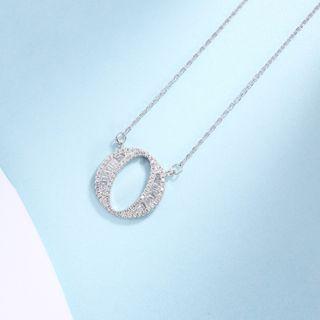 925 Sterling Silver Fashion Personality English Alphabet O Cubic Zircon Necklace Silver - One Size
