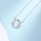 925 Sterling Silver Fashion Personality English Alphabet O Cubic Zircon Necklace Silver - One Size
