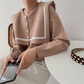 Sailor-collar Color Block Sweater