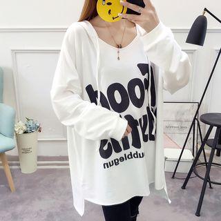High-low Hem Lettering Hoodie