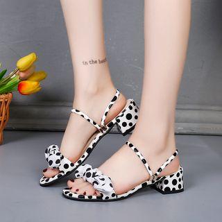 Polka Dot Bow Block-heel Sandals