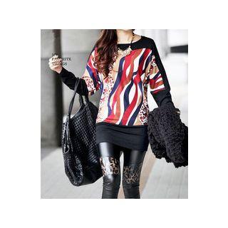 Print Panel Long-sleeve Top