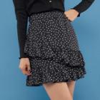 Ruffle-trim Polka-dot Mini Skirt