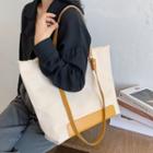 Two-tone Panel Canvas Tote Bag